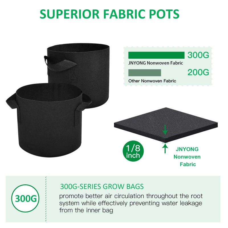 JNYONG 12-Pack 10 Gallon Thickened Non-Woven Grow Bags  Aeration Fabric Pots with Handles - Image 4